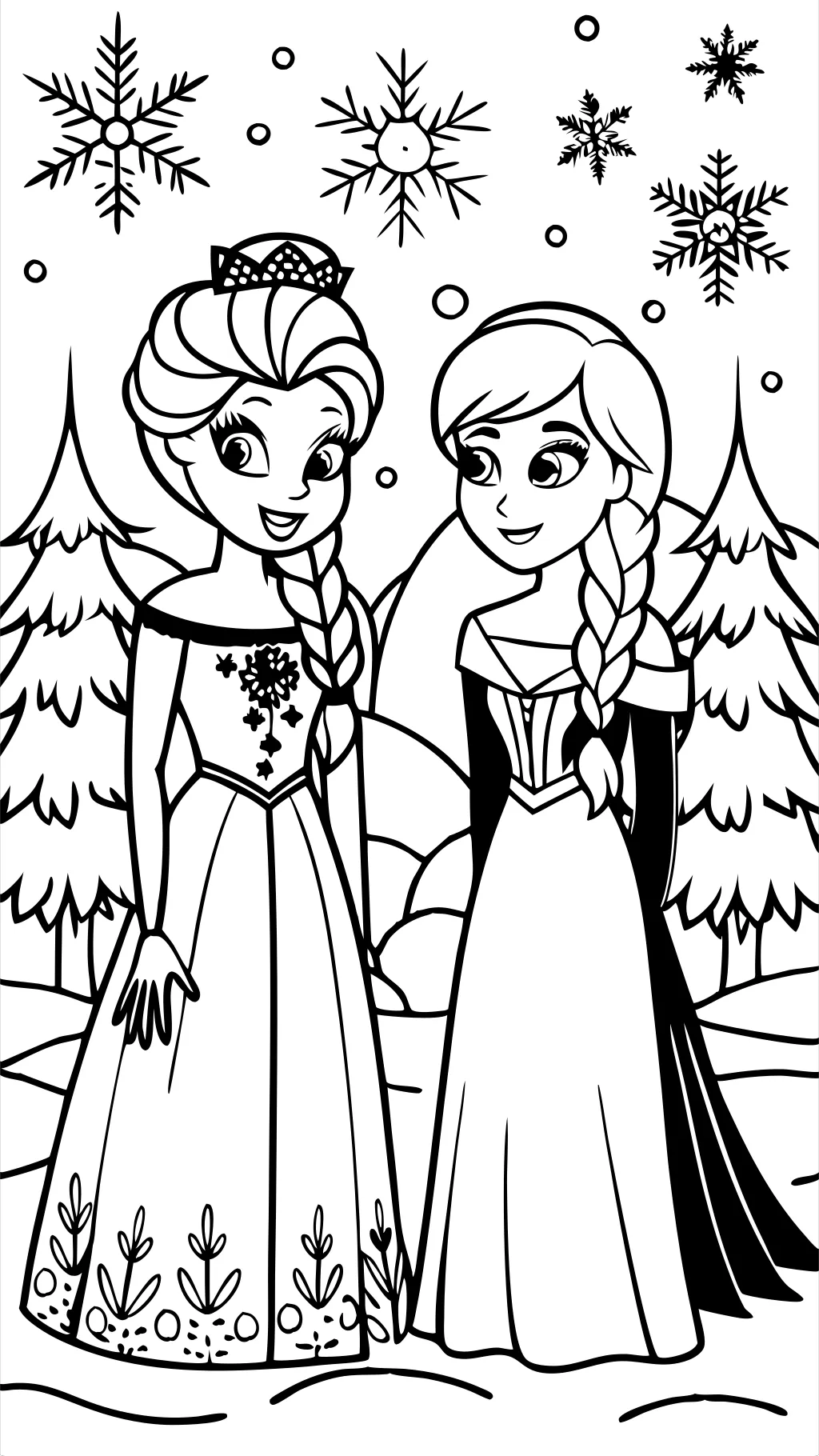 Páginas para colorear de Anna y Elsa Frozen